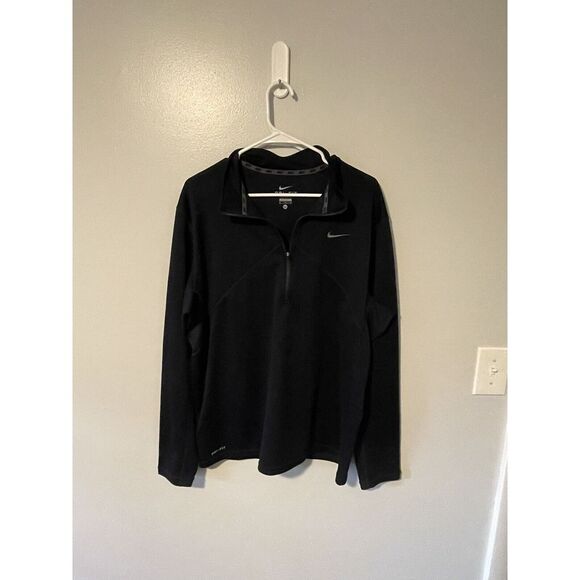 Nike Dri-Fit Long Sleeve‎ Quarter Zip Size Large Navy Blue Pocketed EUC - Picture 1 of 4
